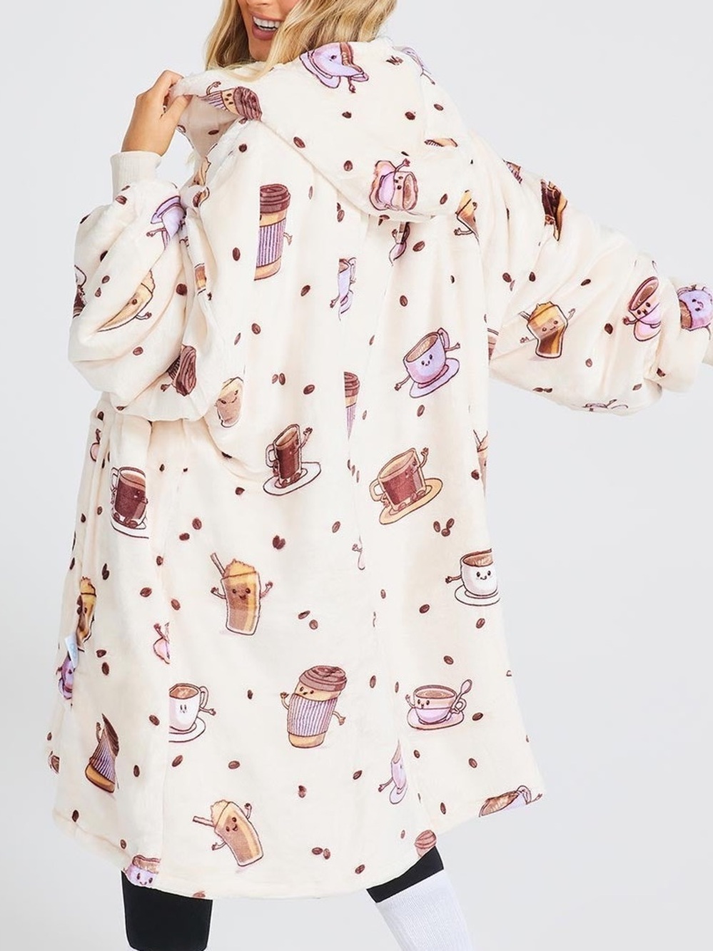 The Oodie Robe Hooded with Coffee Cup Motif